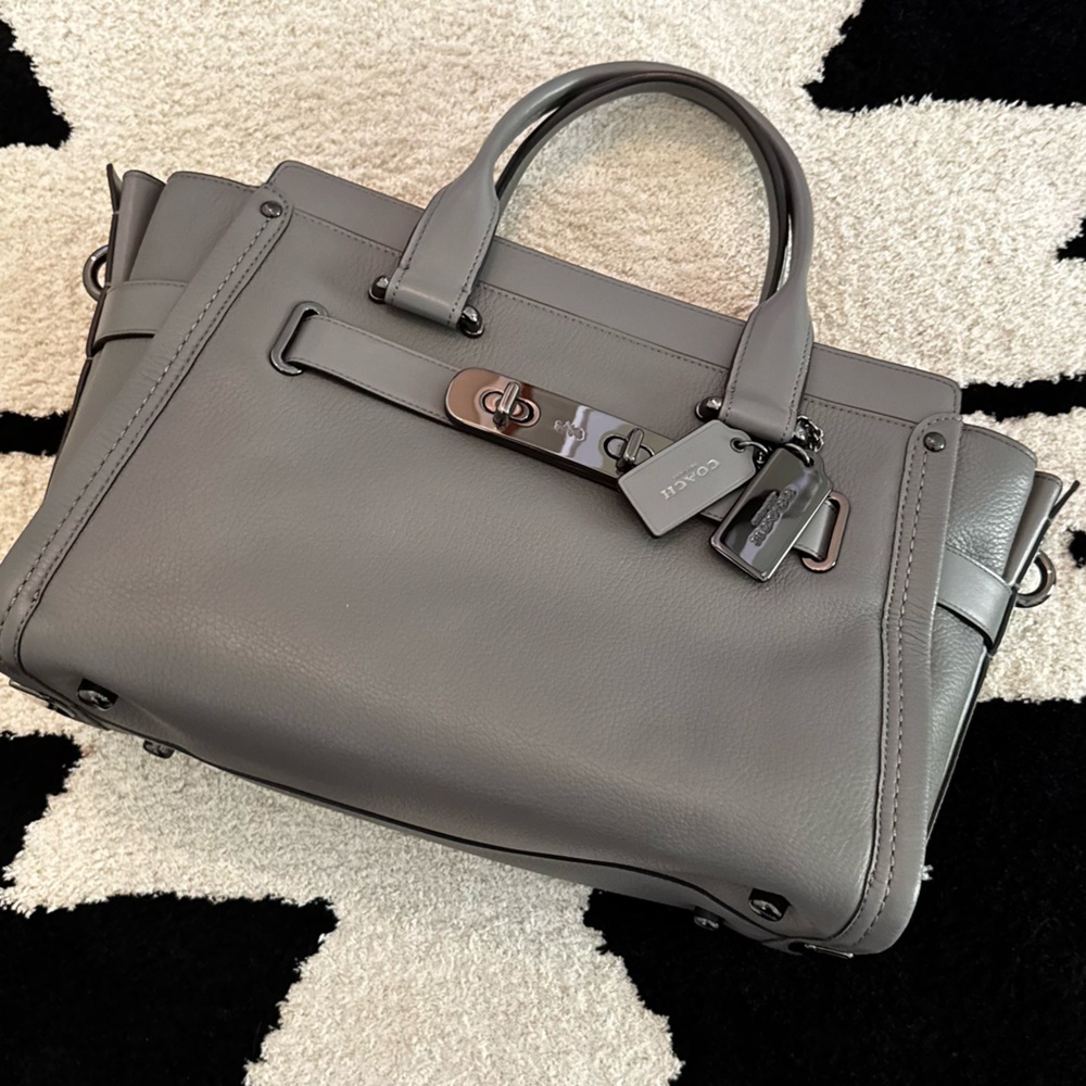 Coach Swagger Gray Leather Handbag